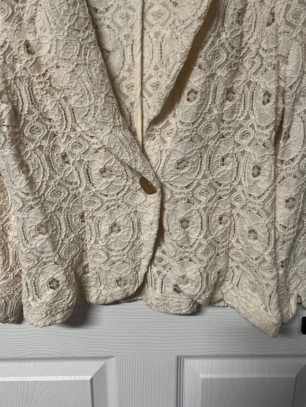 For Cynthia women white bone lace long sleeves blazer medium elegant - Picture 4 of 6